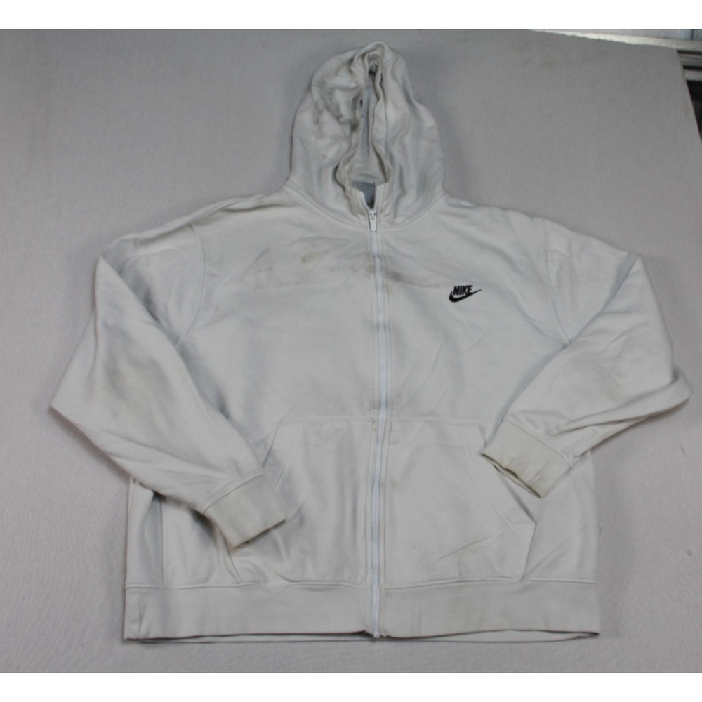 Nike Women White Sweater Hoodie Full Zip Long Sleeve Casual Size XXL